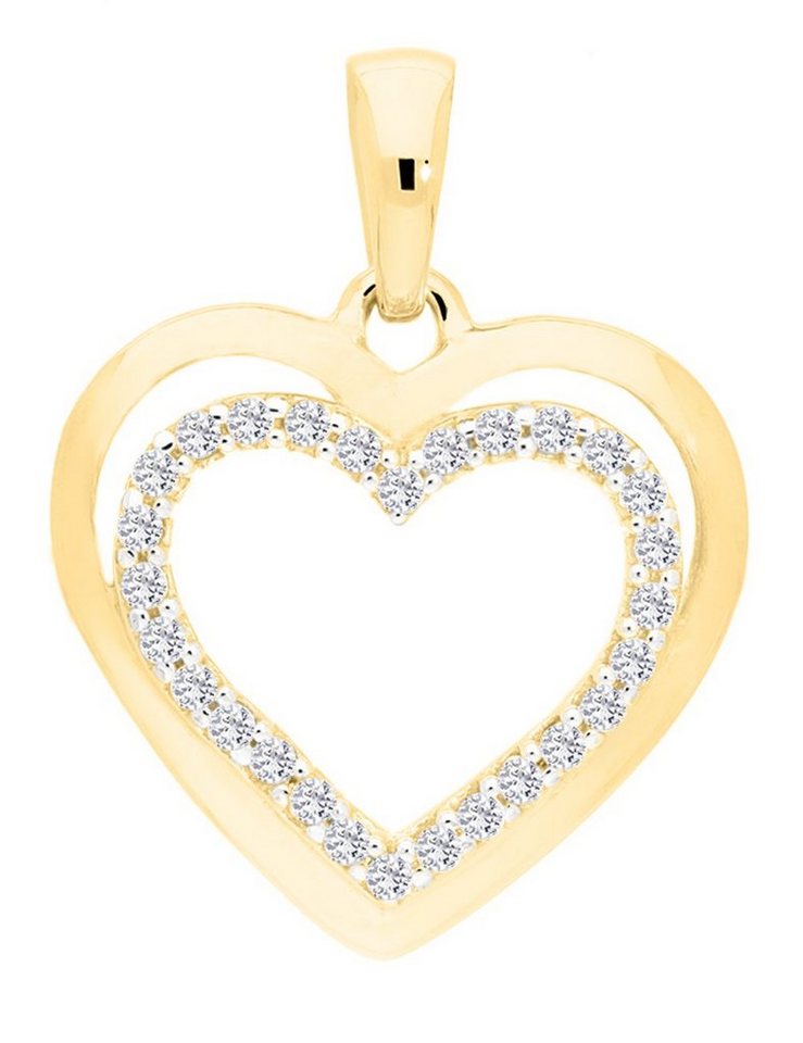My Gold Herzanhänger Damen Herz Anhänger Gold 750 Gelbgold (18 Karat) mit Zirkonia - Carina (Set, 1-tlg., inkl. Schmuckbox), Geschenke von My Gold