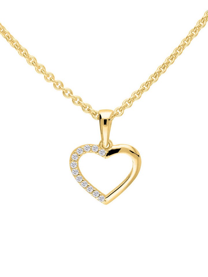 My Gold Herzkette Damen Herzkette Gold 750 & Sterlingsilber Zirkonia - Sarah Set (Set, 2-tlg., inkl. Schmuckbox), Geschenke von My Gold