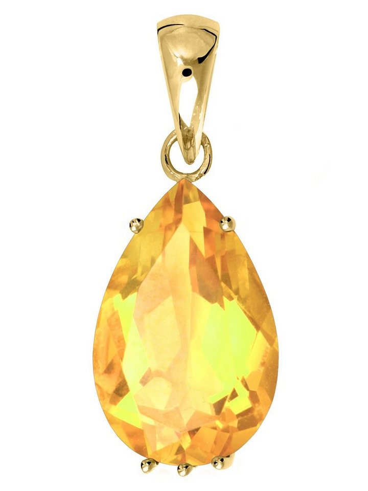 My Gold Kettenanhänger Damen Citrin Anhänger Gold 585 (14 Karat) ECHTER Edelstein - Ajanta (Set, 1-tlg., inkl. Schmuckbox), Geschenke von My Gold