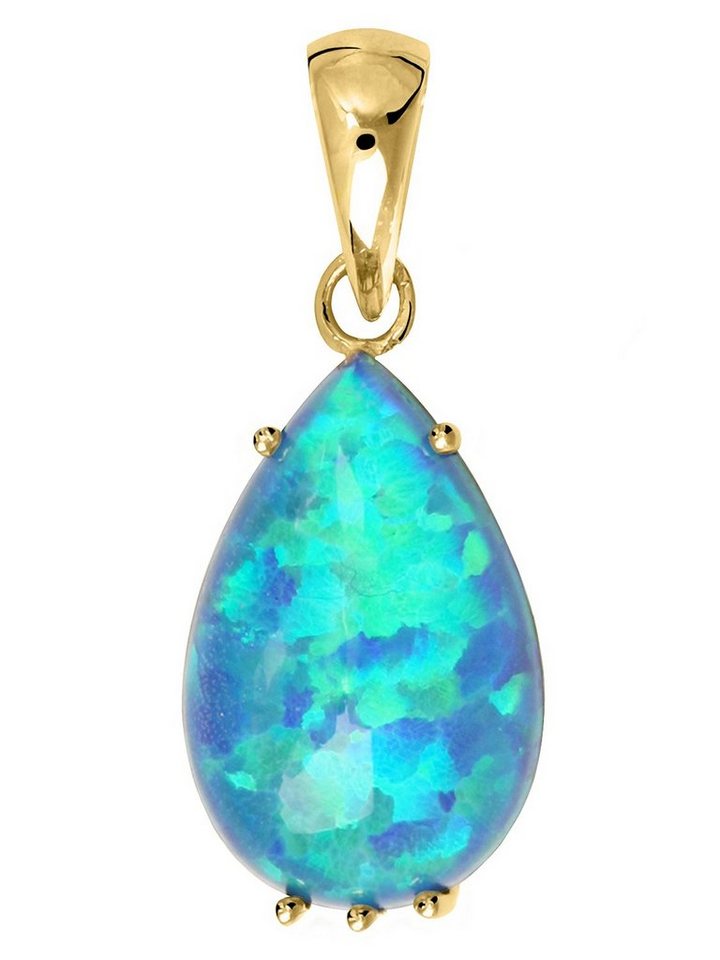 My Gold Kettenanhänger Damen Opal Anhänger Gold 585 Goldanhänger ECHTER Edelstein - Ajanta (Set, 1-tlg., inkl. Schmuckbox), Geschenke von My Gold