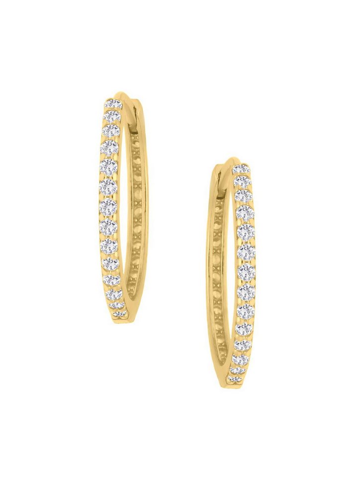 My Gold Paar Creolen Damen & Mädchen Ohrringe Gold 750 (18 Karat) Zirkonia Ø 18mm - Cordula (Set, 2-tlg., inkl. Schmuckbox), Geschenke von My Gold