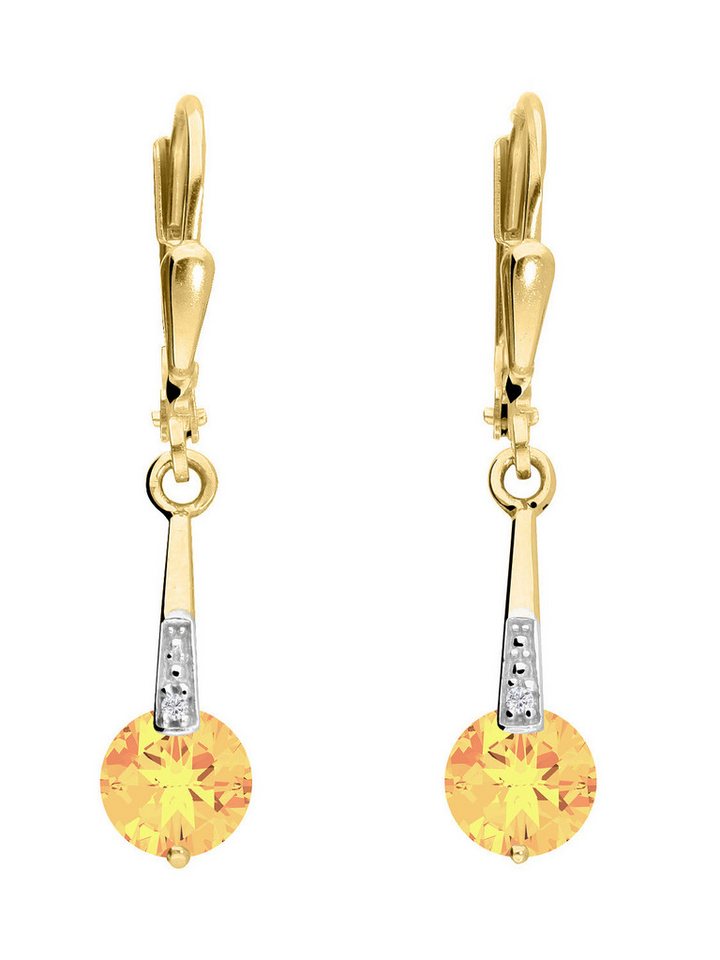 My Gold Paar Ohrhänger Damen Ohrringe hängend Edelstein Gold 333 Echter Citrin - Kaydence (Set, 2-tlg., inkl. Schmuckbox), Geschenke von My Gold