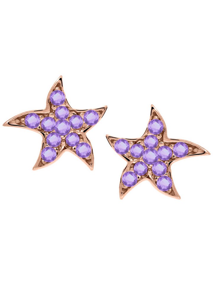 My Gold Paar Ohrstecker Damen Ohrringe Seestern Roségold 333 Gold (8 Karat) Amethyst - Marisa (Set, 4-tlg., inkl. Schmuckbox), Geschenke von My Gold