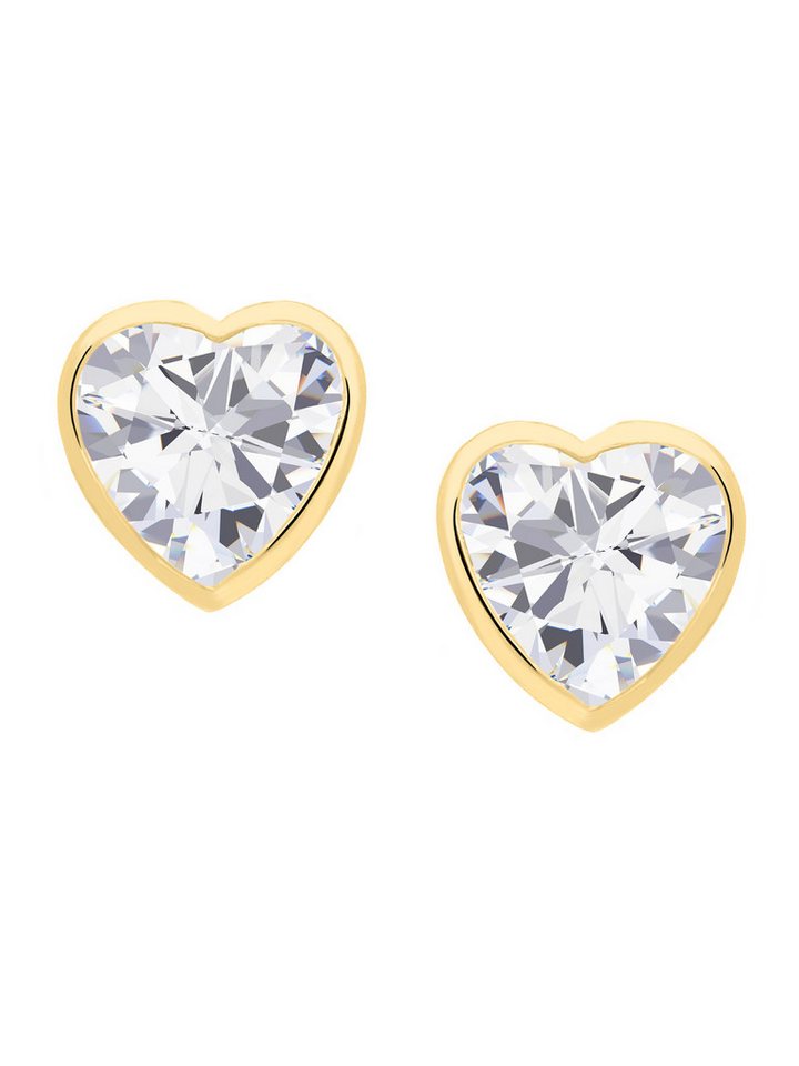 My Gold Paar Ohrstecker Damen & Mädchen Herz Ohrringe Gold 333 Zirkonia Ø 7mm - Constance (Set, 2-tlg., inkl. Schmuckbox), Geschenke von My Gold