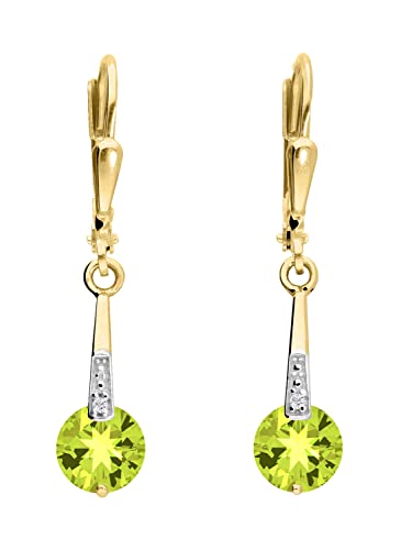 My Gold Peridot Ohrhänger Ohrringe Gold 333 Gelbgold (8 Karat) Mit Zirkonia Hängend Hänger 30mm x 6mm Kaydence O-07566-G301 von My Gold