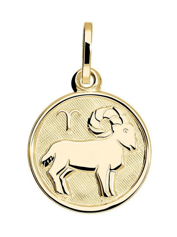 My Gold Sternzeichenanhänger Damen & Kinder Sternzeichen Anhänger Gold 333 WIDDER - Zodiac round (Set, 1-tlg., inkl. Schmuckbox), Geschenke von My Gold