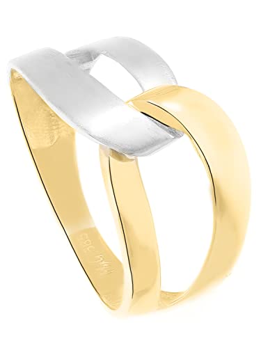 My Gold Damen Ring Gold 585 Echtes Gelbgold Weissgold (14 Karat) Ohne Stein Gr. 56 Damenringe Illos R-07930-G463-W56 von My Gold