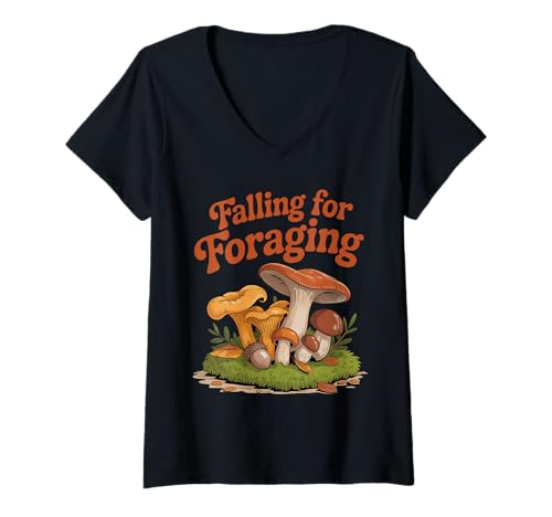 Damen Falling for Futterpilz Herbst Cottagecore Herbstsaison T-Shirt mit V-Ausschnitt Damen Falling for Futterpilz Herbst Cottagecore Herbstsaison T-Shirt mit V-Ausschnitt von My Halloween apparel