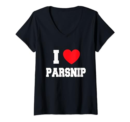 Damen I Love Pastinake T-Shirt mit V-Ausschnitt von My Heart