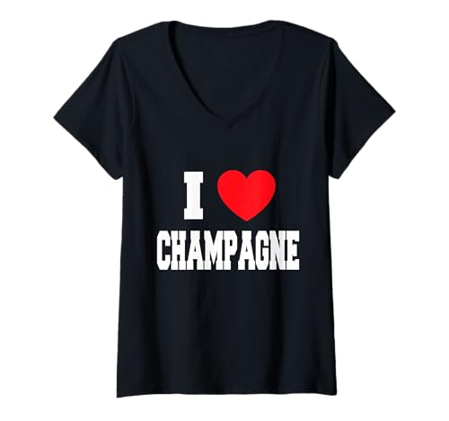 Damen Ich Liebe Champagner T-Shirt mit V-Ausschnitt Damen Ich Liebe Champagner T-Shirt mit V-Ausschnitt von My Heart