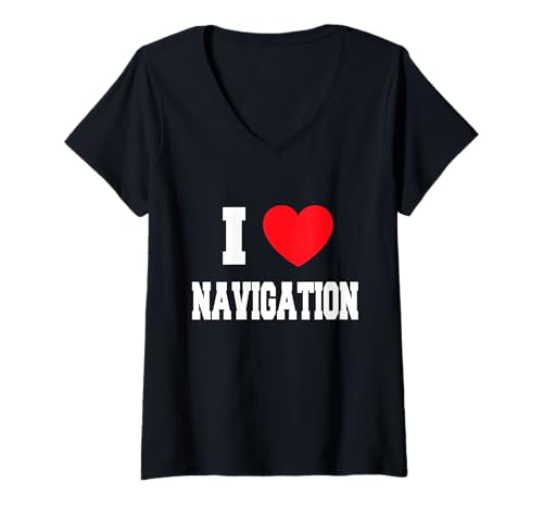 Damen Ich Liebe Navigation T-Shirt mit V-Ausschnitt Damen Ich Liebe Navigation T-Shirt mit V-Ausschnitt von My Heart