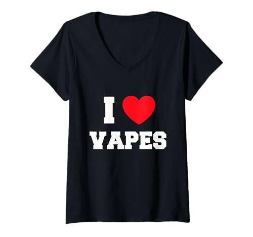 Damen Ich Liebe Vapes T-Shirt mit V-Ausschnitt Damen Ich Liebe Vapes T-Shirt mit V-Ausschnitt von My Heart
