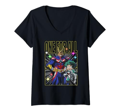 Damen My Hero Academia All Might and Deku One for All Anime T-Shirt mit V-Ausschnitt von My Hero Academia