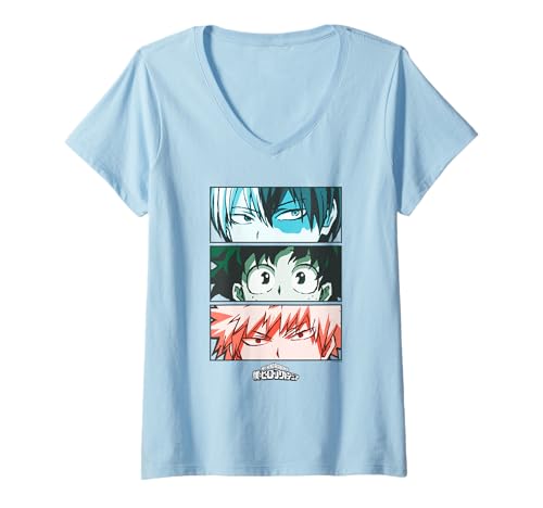 Damen My Hero Academia Todoroki Deku Anime T-Shirt mit V-Ausschnitt von My Hero Academia