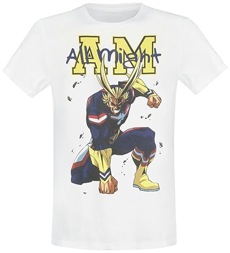 My Hero Academia All Might Männer T-Shirt weiß L 100% Baumwolle Anime, Fan-Merch, TV-Serien von My Hero Academia