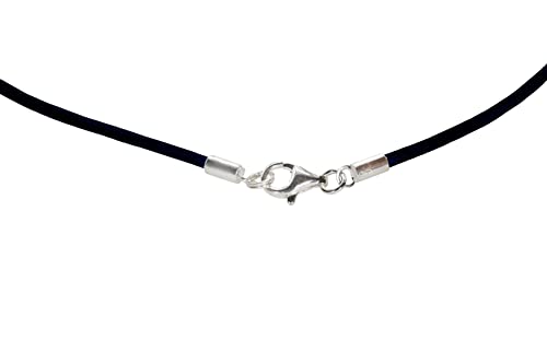 Ziegenleder Kette schwarz, Glattleder mit 925/35AG Silber Karabiner (40cm) von My Home Crystal - Michael Schilowsky