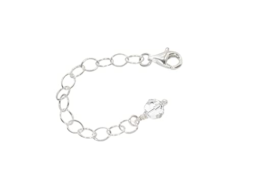 Kettenverlängerung 9,5cm mit Karabiner + Endperle 6mm (130 Farben) in Silber für Schmuckkette oder Armband No.1 (Crystal, 95) von My Home Crystal