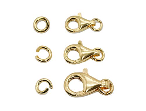 My Home Crystal - Karabiner mit eingehängter offener Öse 925/35 AG Silber 24k feinvergoldet + Biegering 5,9mm (13) von My Home Crystal