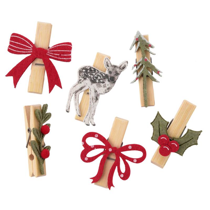 6 Klammern im weihnachtlichen Design von My Home