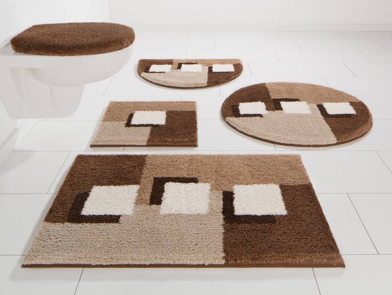 my home Badematte "Ada, Badvorleger, Badezimmer Teppich" Höhe 21 mm rutschhemmend beschichtet fußbodenheizungsgeeignet  schnell trocknend  strapazierfähig Badteppich, Badematten auch als 3 teiliges Set erhältlich von My Home