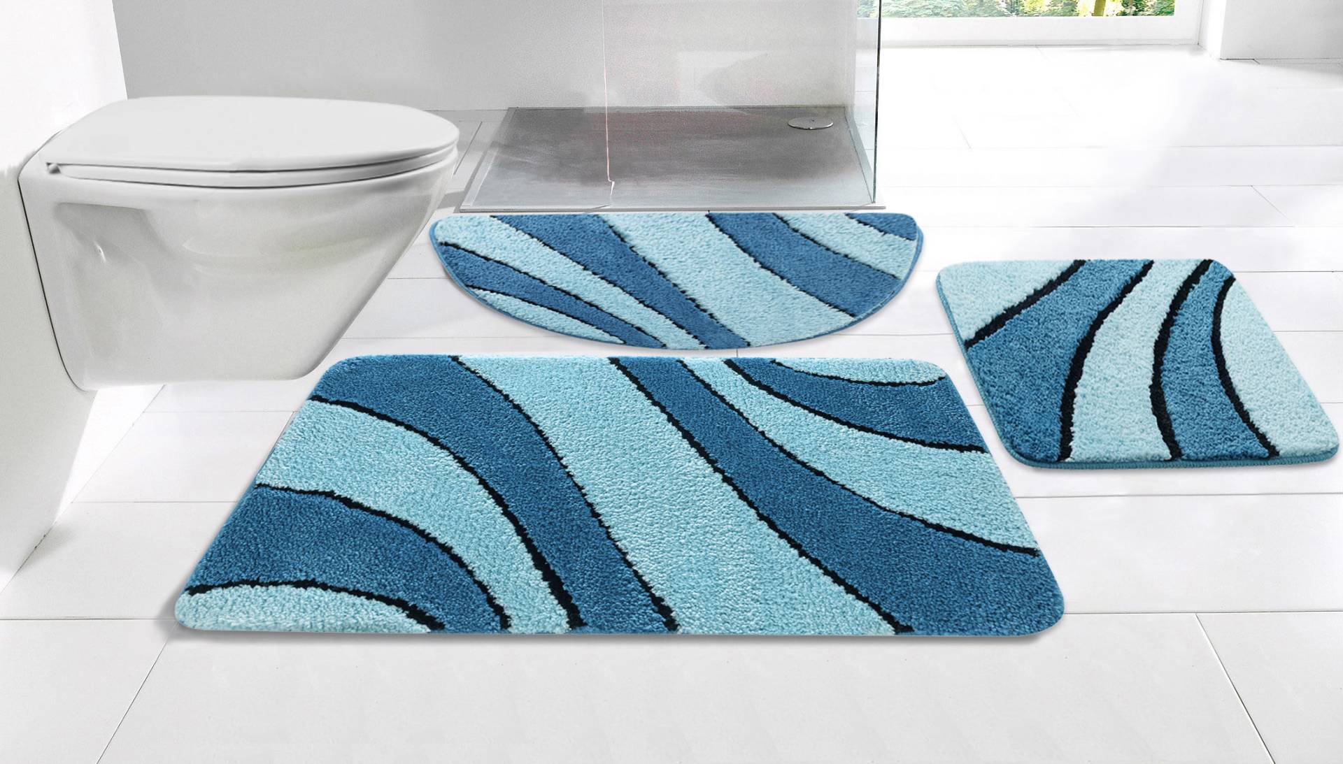 my home Badematte "Anna, Badvorleger, Badezimmer Teppich", rutschhemmend beschichtet, fußbodenheizungsgeeignet-schnell trocknend, Badteppich, Hoch Tief Effekt, Modern, Weich, Wellen von My Home