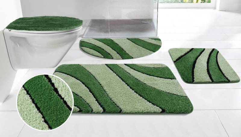 my home Badematte "Anna, Badvorleger, Badezimmer Teppich" Höhe 16 mm rutschhemmend beschichtet fußbodenheizungsgeeignet  schnell trocknend Badteppich, Hoch Tief Effekt, Modern, Weich, Wellen von My Home