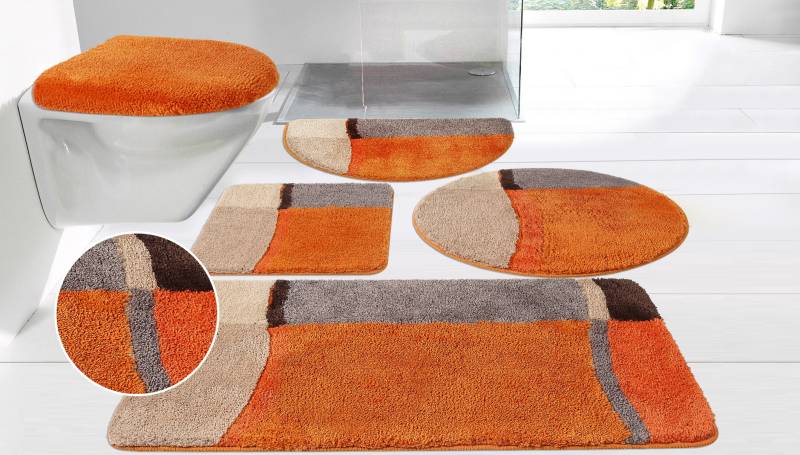 my home Badematte "Belio, Badvorleger, Badezimmer Teppich" Höhe 20 mm rutschhemmend beschichtet fußbodenheizungsgeeignet  schnell trocknend  strapazierfähig Badematte, Badteppich, Badematten auch als 2 tlg. Set erhältlich, bunt von My Home