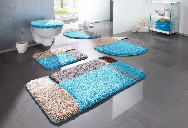 my home Badematte "Belio, Badvorleger, Badezimmer Teppich" Höhe 20 mm rutschhemmend beschichtet fußbodenheizungsgeeignet  schnell trocknend  strapazierfähig Badematte, Badteppich, Badematten auch als 2 tlg. Set erhältlich, bunt von My Home