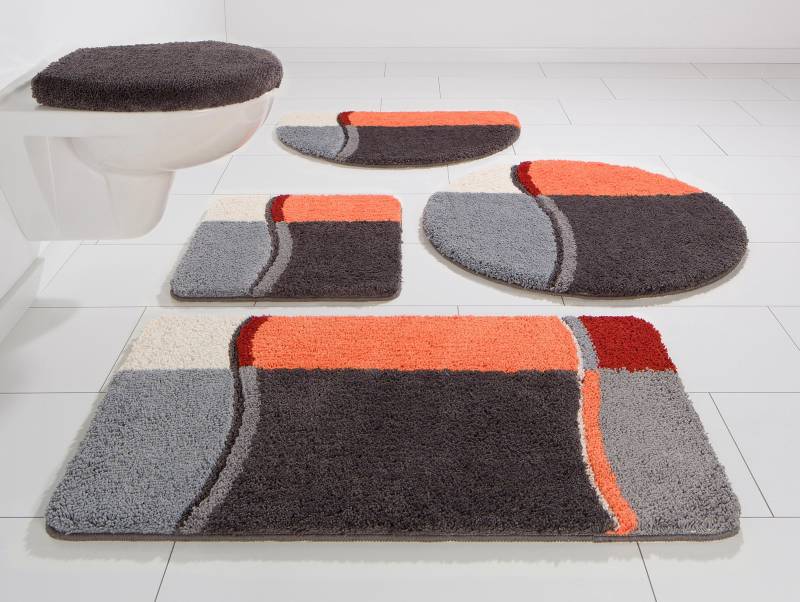 my home Badematte "Belio, Badvorleger, Badezimmer Teppich" Höhe 20 mm rutschhemmend beschichtet fußbodenheizungsgeeignet  schnell trocknend  strapazierfähig Badematte, Badteppich, Badematten auch als 2 tlg. Set erhältlich, bunt von My Home