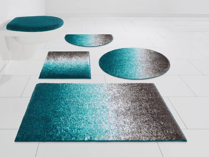 my home Badematte "Elif, Badvorleger, Badezimmer Teppich" Höhe 15 mm rutschhemmend beschichtet fußbodenheizungsgeeignet  schnell trocknend  strapazierfähig Ombré-Look, Badteppich, Badematten auch als 3 teiliges Set erhältlich von My Home