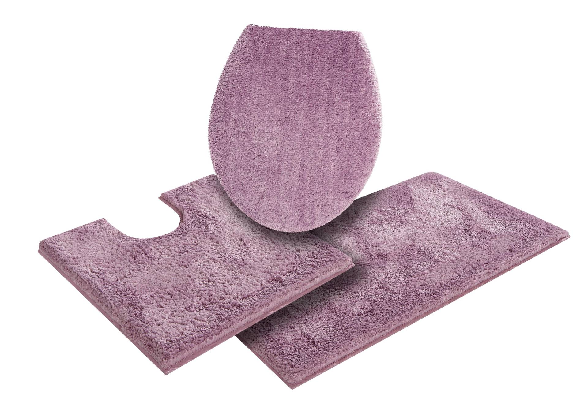 my home Badematte "Jos, Badvorleger, Badezimmer Teppich", rutschhemmend beschichtet, fußbodenheizungsgeeignet-schnell trocknend, Badematten in Pastell-Farben, Badteppich als 3 teiliges Set erhältlich von My Home