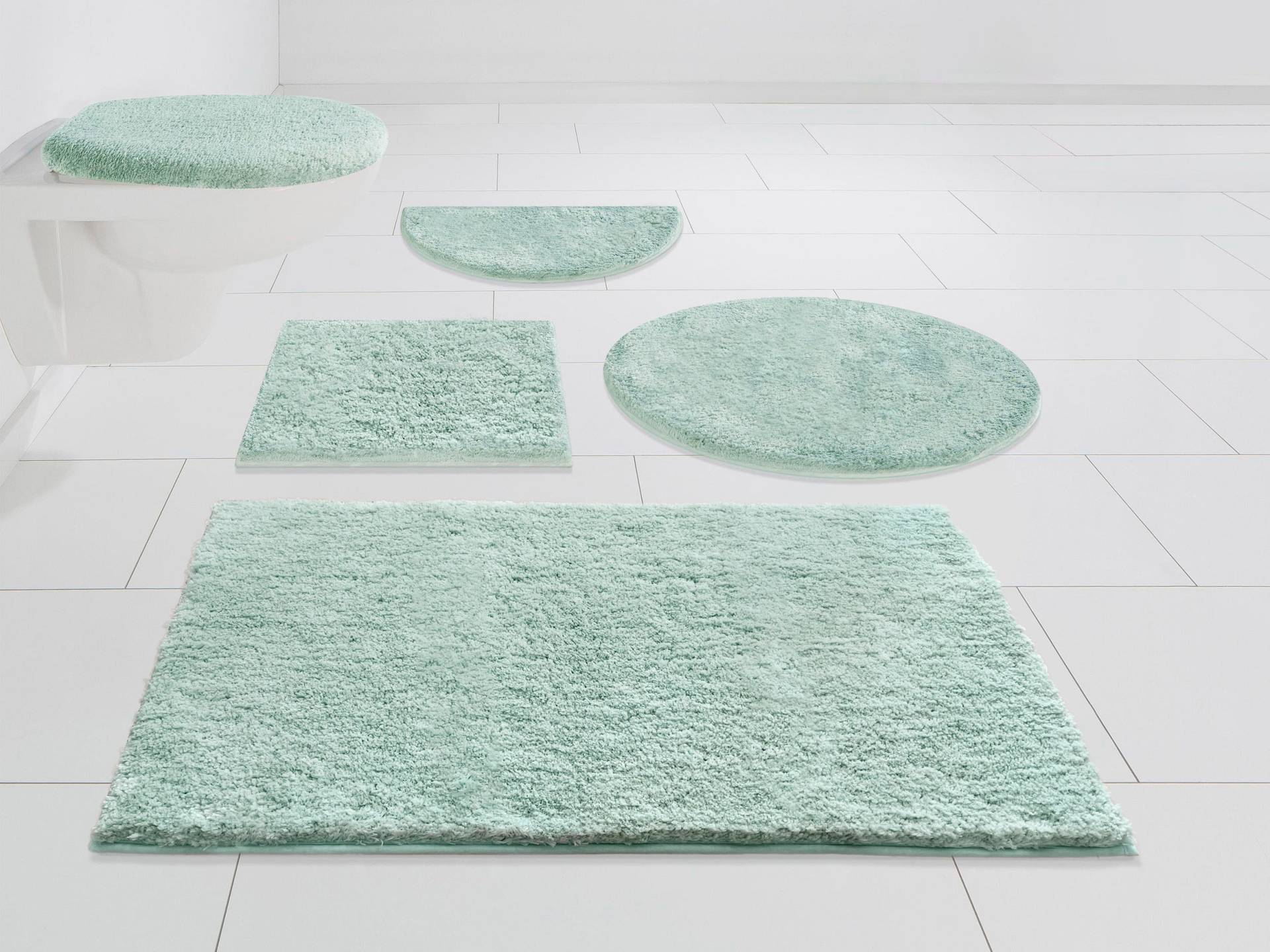 my home Badematte "Jos, Badvorleger, Badezimmer Teppich", rutschhemmend beschichtet, fußbodenheizungsgeeignet-schnell trocknend, Badematten in Pastell-Farben, Badteppich als 3 teiliges Set erhältlich von My Home