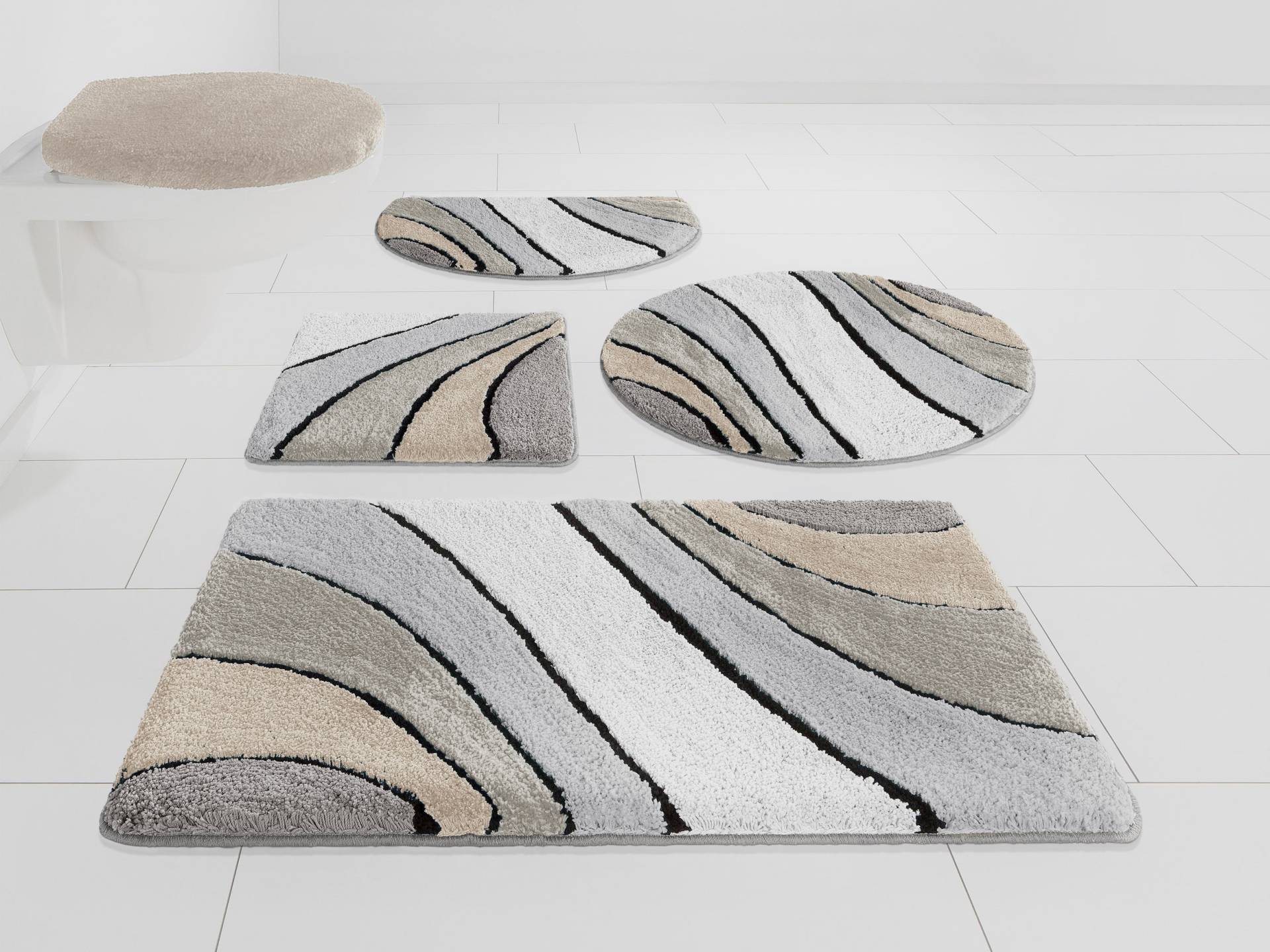 my home Badematte "Josie, Badvorleger, Badezimmer Teppich", rutschhemmend beschichtet, fußbodenheizungsgeeignet-schnell trocknend-strapazierfähig, Badteppich, Badematten, rechteckig, rund & als 3-tlg. Set erhältlich von My Home