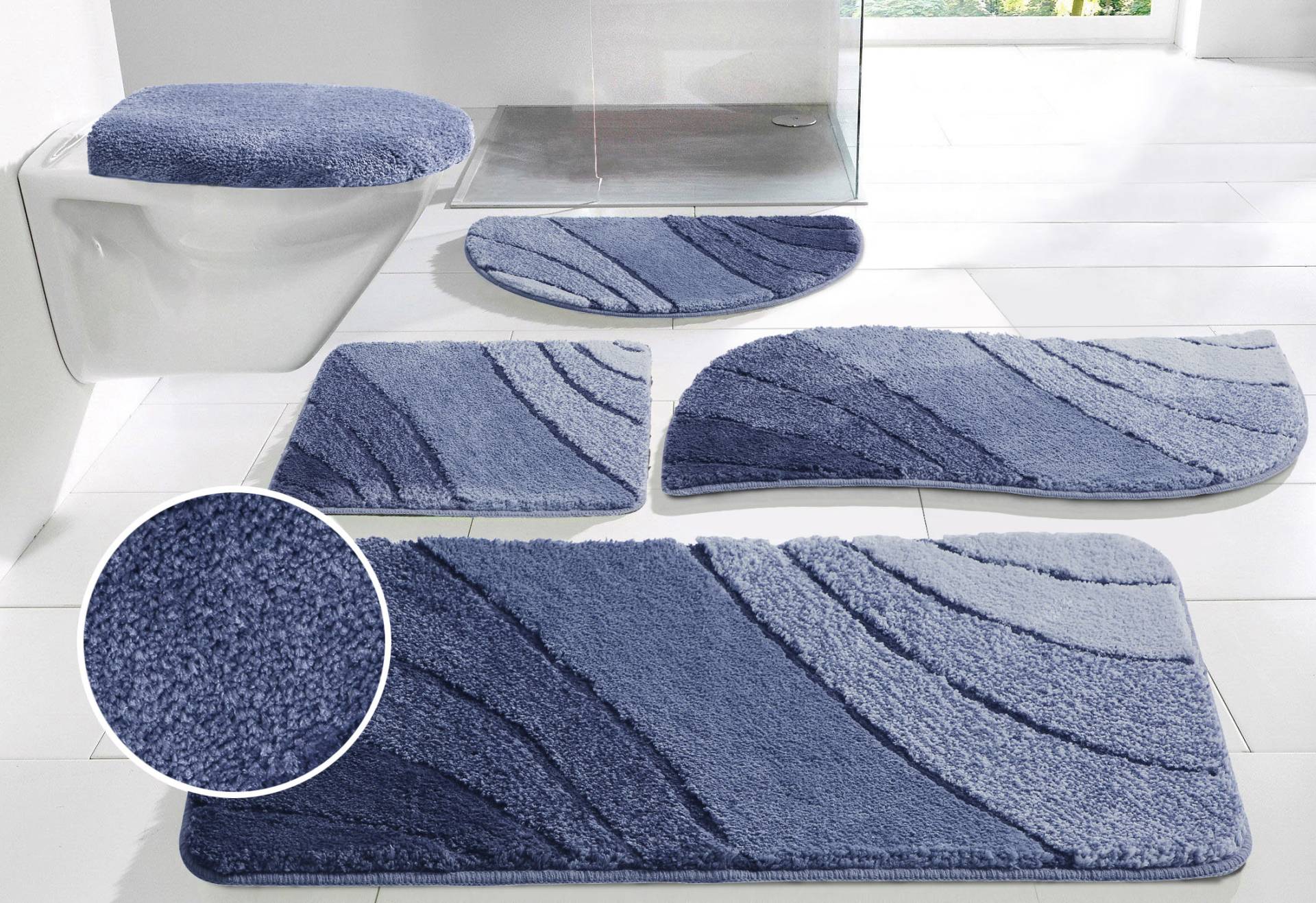 my home Badematte "Josie, Badvorleger, Badezimmer Teppich", rutschhemmend beschichtet, fußbodenheizungsgeeignet-schnell trocknend-strapazierfähig, Badteppich, Badematten, rechteckig, rund & als 3-tlg. Set erhältlich von My Home