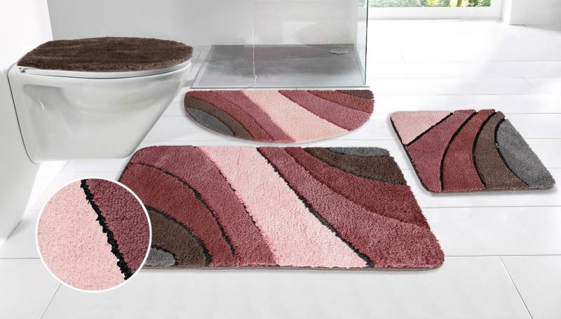 my home Badematte "Josie, Badvorleger, Badezimmer Teppich" Höhe 20 mm rutschhemmend beschichtet fußbodenheizungsgeeignet  schnell trocknend  strapazierfähig Badteppich, Badematten, rechteckig, rund & als 3-tlg. Set erhältlich von My Home