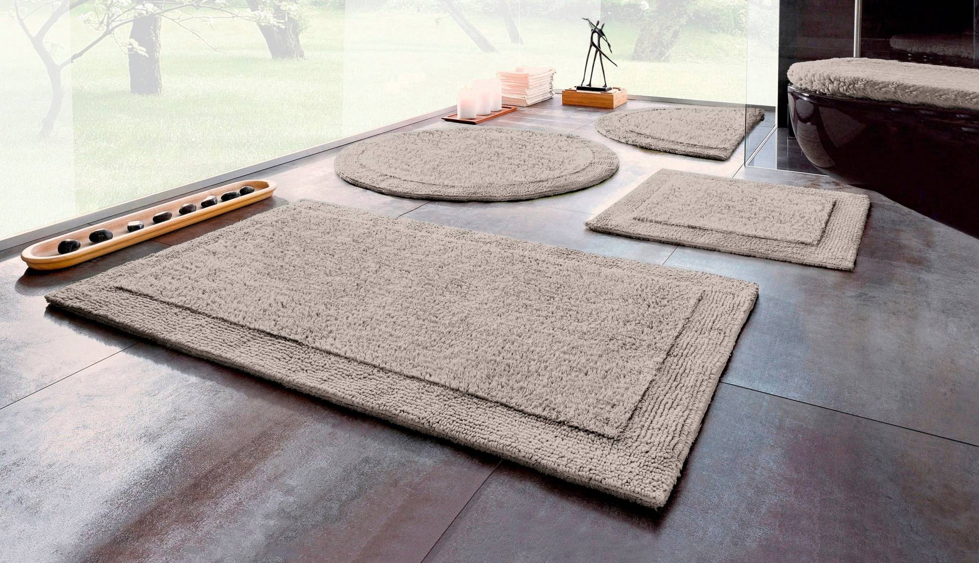 my home Badematte "Kapra, Badvorleger, Badezimmer Teppich" Höhe 14 mm beidseitig nutzbar  fußbodenheizungsgeeignet  strapazierfähig mit Bordüre, Badteppich, Badematte, Baumwolle von My Home