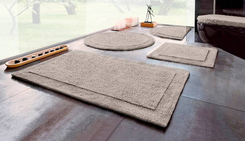 my home Badematte "Kapra, Badvorleger, Badezimmer Teppich" Höhe 14 mm beidseitig nutzbar  fußbodenheizungsgeeignet  strapazierfähig mit Bordüre, Badteppich, Badematte, Baumwolle von My Home