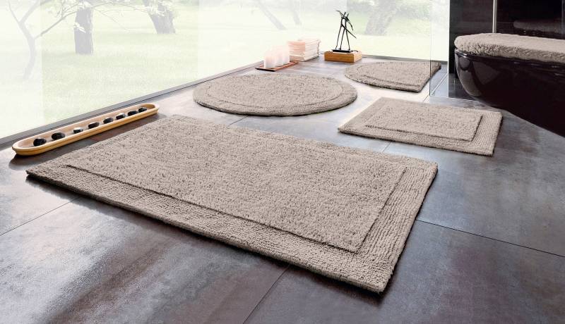 my home Badematte "Kapra, Badvorleger, Badezimmer Teppich" Höhe 14 mm beidseitig nutzbar  fußbodenheizungsgeeignet  strapazierfähig mit Bordüre, Badteppich, Badematte, Baumwolle von My Home