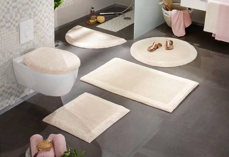 my home Badematte "Kapra, Badvorleger, Badezimmer Teppich" Höhe 14 mm beidseitig nutzbar  fußbodenheizungsgeeignet  strapazierfähig mit Bordüre, Badteppich, Badematte, Baumwolle von My Home