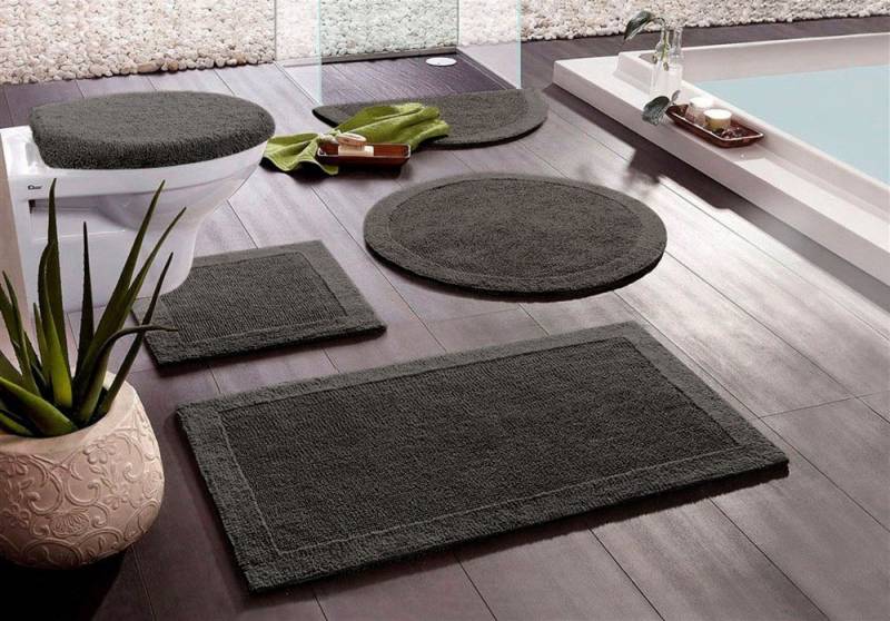 my home Badematte "Kapra, Badvorleger, Badezimmer Teppich" Höhe 14 mm beidseitig nutzbar  fußbodenheizungsgeeignet  strapazierfähig mit Bordüre, Badteppich, Badematte, Baumwolle von My Home