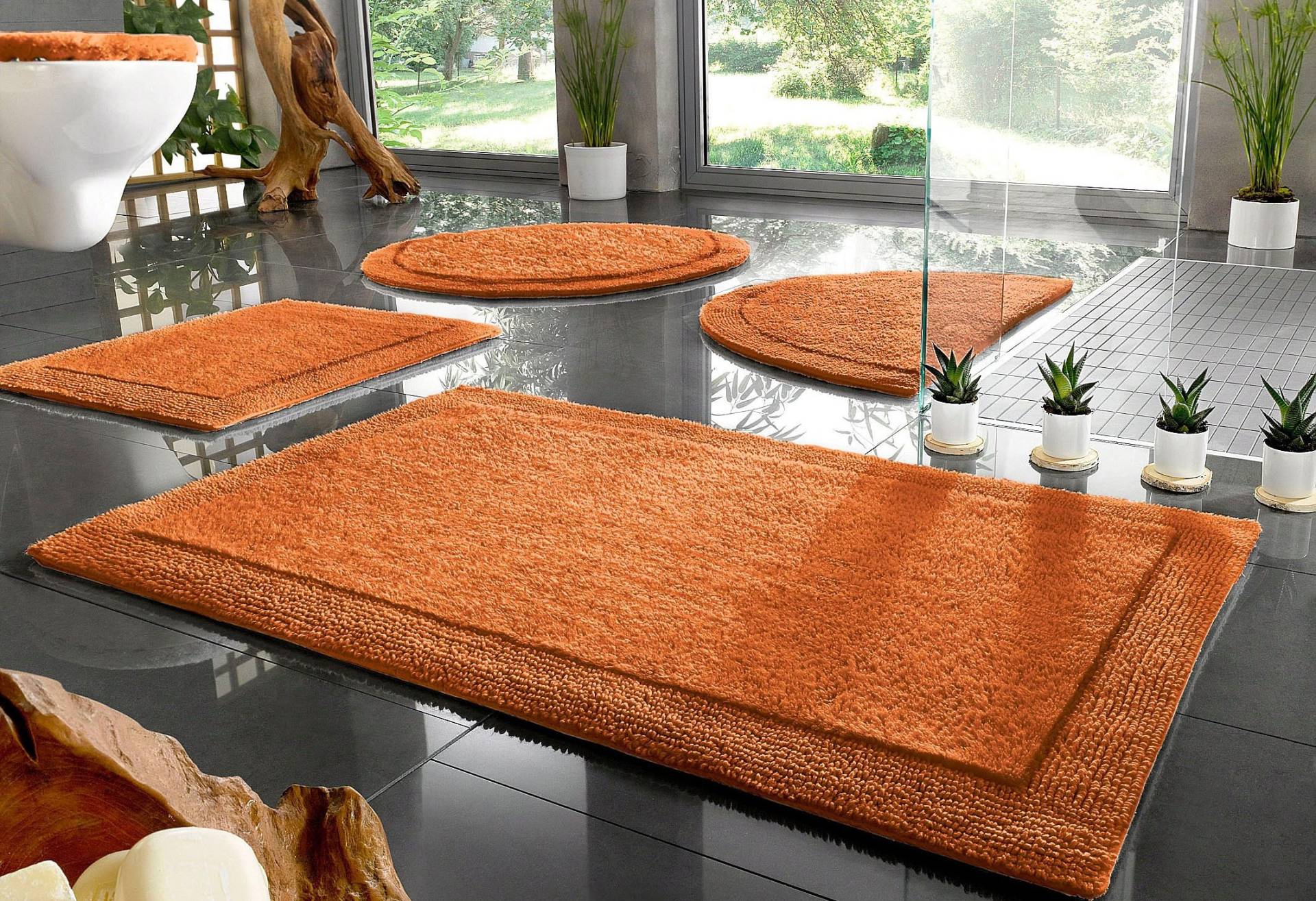 my home Badematte "Kapra, Badvorleger, Badezimmer Teppich" Höhe 14 mm beidseitig nutzbar  fußbodenheizungsgeeignet  strapazierfähig mit Bordüre, Badteppich, Badematte, Baumwolle von My Home