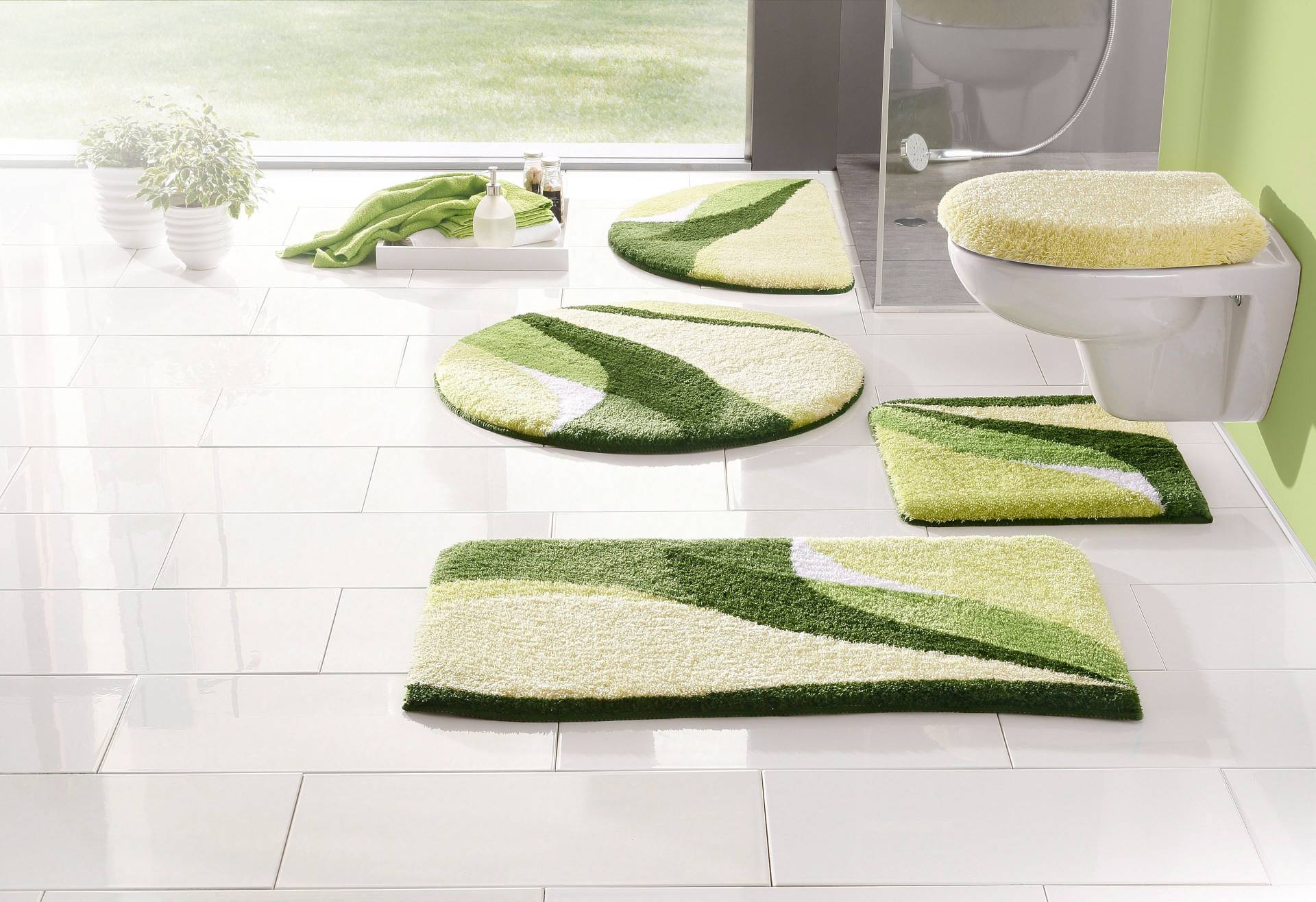 my home Badematte "Magnus, Badvorleger, Badezimmer Teppich", rutschhemmend beschichtet, strapazierfähig-schnell trocknend, mehrfarbig, Badteppich, Badematten auch als 2 teiliges Set & rund von My Home