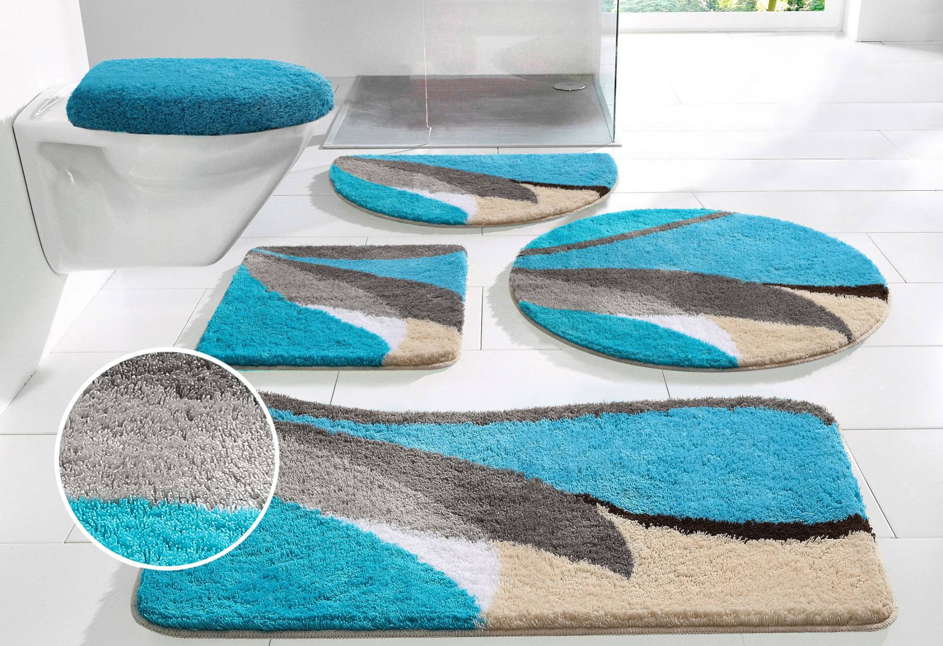 my home Badematte "Magnus, Badvorleger, Badezimmer Teppich" mehrfarbig, Badteppich, Badematten auch als 2 teiliges Set & rund von My Home