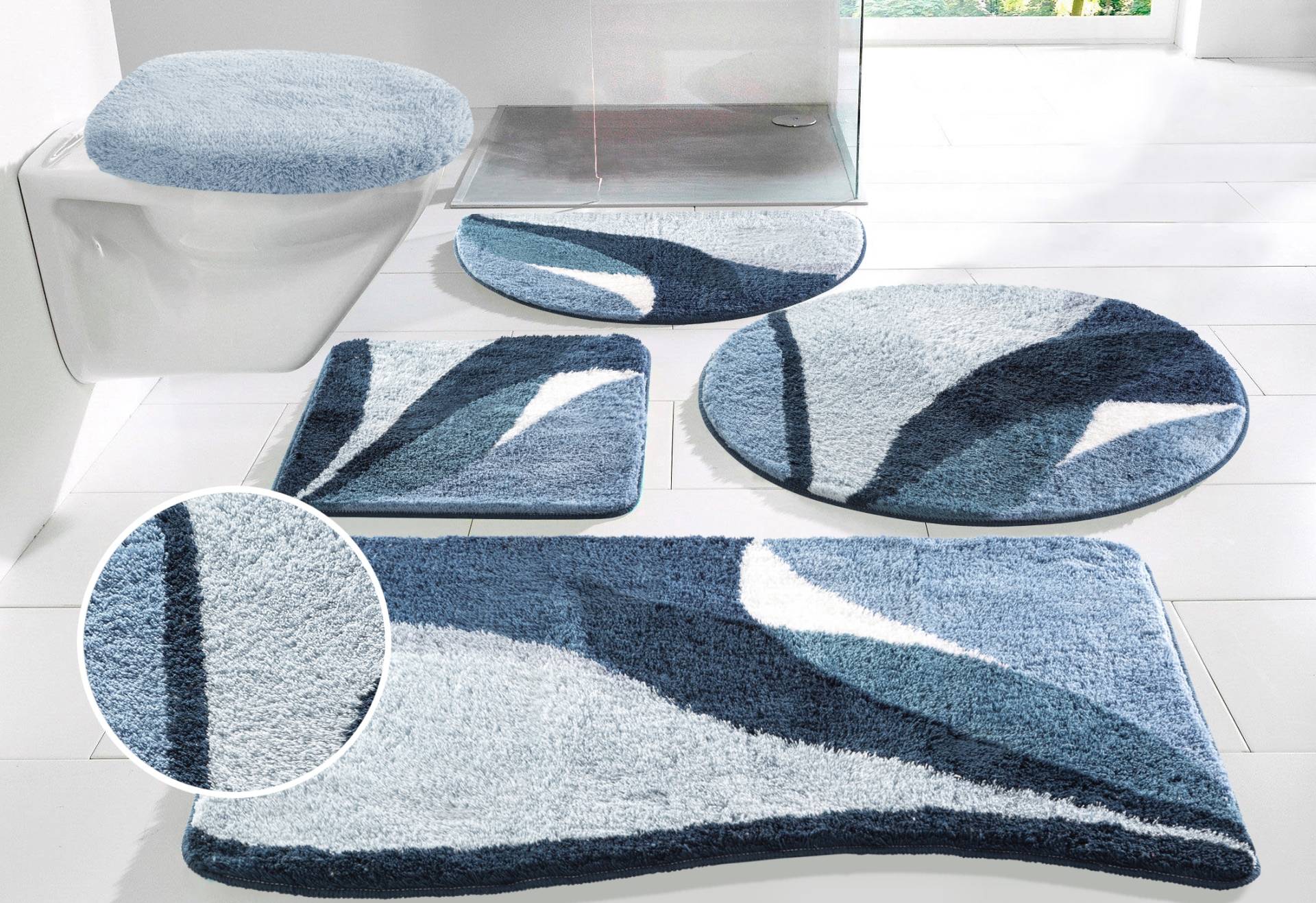 my home Badematte "Magnus, Badvorleger, Badezimmer Teppich" mehrfarbig, Badteppich, Badematten auch als 2 teiliges Set & rund von My Home