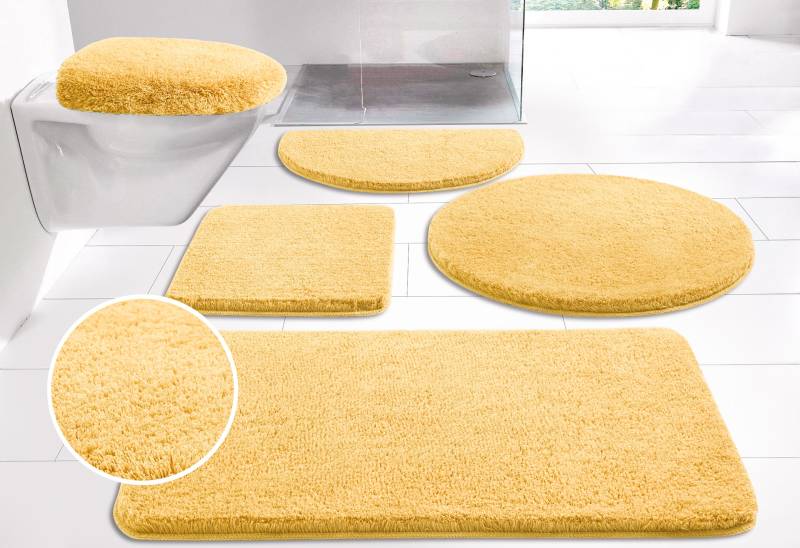 my home Badematte "Merida, Badvorleger, Badezimmer Teppich" Höhe 32 mm rutschhemmend beschichtet fußbodenheizungsgeeignet  schnell trocknend  strapazierfähig Badteppich, Uni Farben, rechteckig, rund & als 2-tlg. Set erhältlich von My Home