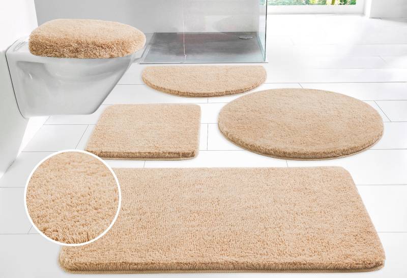 my home Badematte "Merida, Badvorleger, Badezimmer Teppich" Höhe 32 mm rutschhemmend beschichtet fußbodenheizungsgeeignet  schnell trocknend  strapazierfähig Badteppich, Uni Farben, rechteckig, rund & als 2-tlg. Set erhältlich von My Home