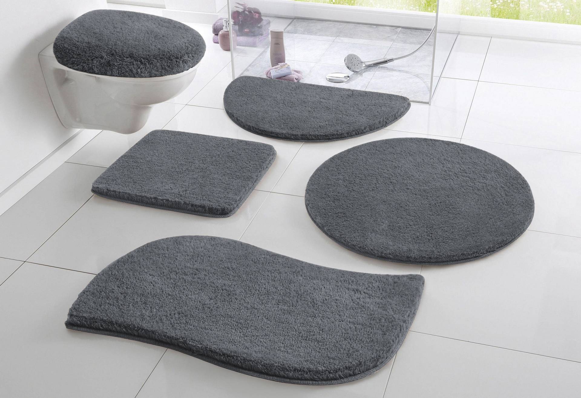 my home Badematte "Merida, Badvorleger, Badezimmer Teppich" Höhe 32 mm rutschhemmend beschichtet fußbodenheizungsgeeignet  schnell trocknend  strapazierfähig Badteppich, Uni Farben, rechteckig, rund & als 2-tlg. Set erhältlich von My Home