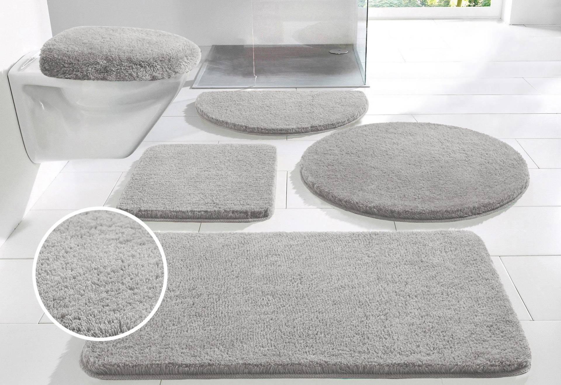 my home Badematte "Merida, Badvorleger, Badezimmer Teppich" Höhe 32 mm rutschhemmend beschichtet fußbodenheizungsgeeignet  schnell trocknend  strapazierfähig Badteppich, Uni Farben, rechteckig, rund & als 2-tlg. Set erhältlich von My Home