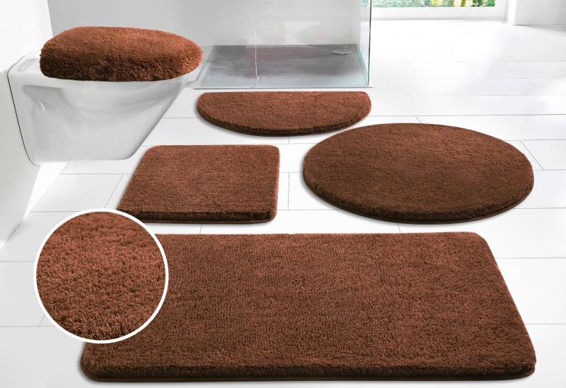 my home Badematte "Merida, Badvorleger, Badezimmer Teppich" Höhe 32 mm rutschhemmend beschichtet fußbodenheizungsgeeignet  schnell trocknend  strapazierfähig Badteppich, Uni Farben, rechteckig, rund & als 2-tlg. Set erhältlich von My Home