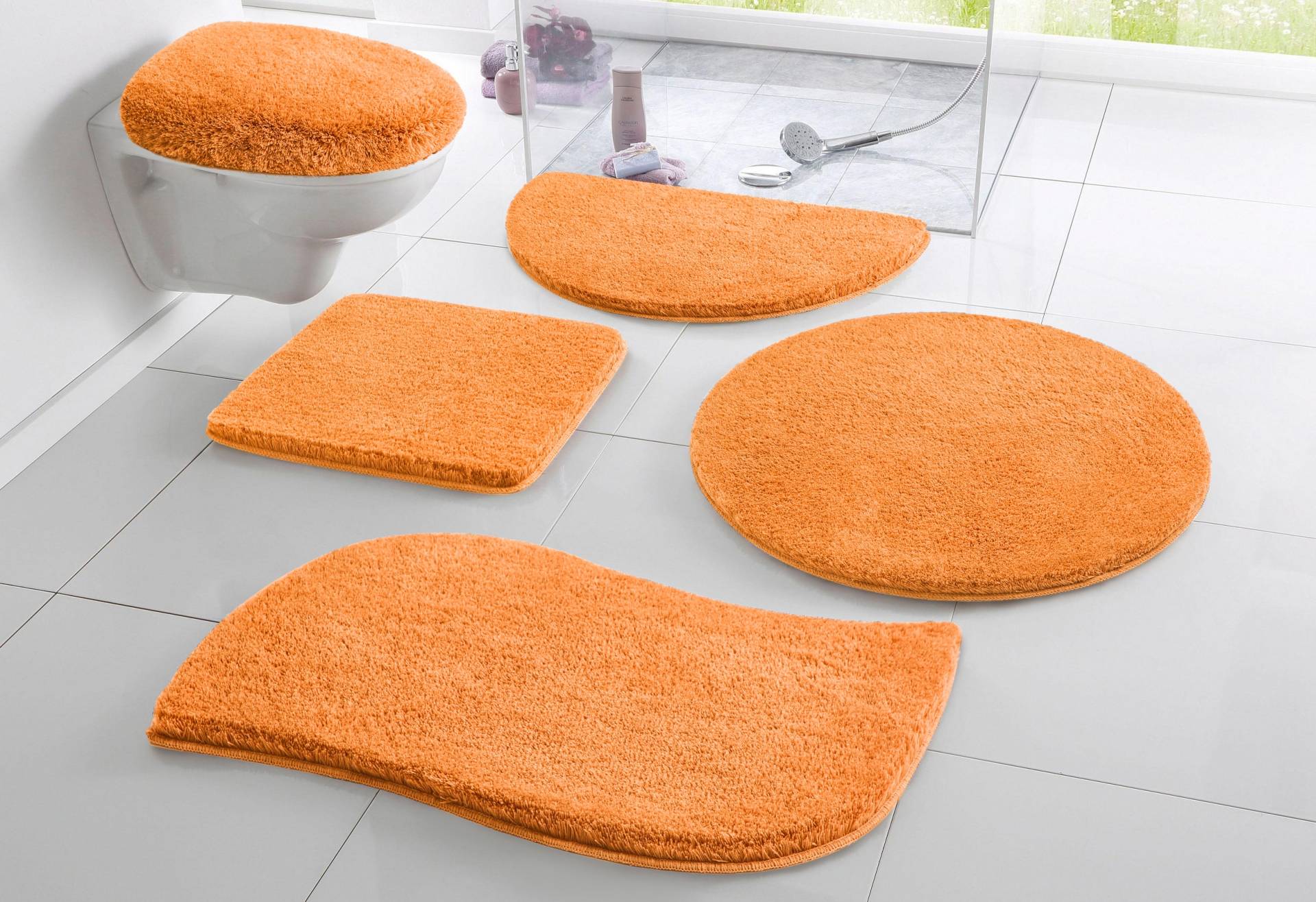 my home Badematte "Merida, Badvorleger, Badezimmer Teppich" Höhe 32 mm rutschhemmend beschichtet fußbodenheizungsgeeignet  schnell trocknend  strapazierfähig Badteppich, Uni Farben, rechteckig, rund & als 2-tlg. Set erhältlich von My Home